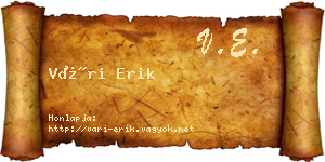 Vári Erik névjegykártya